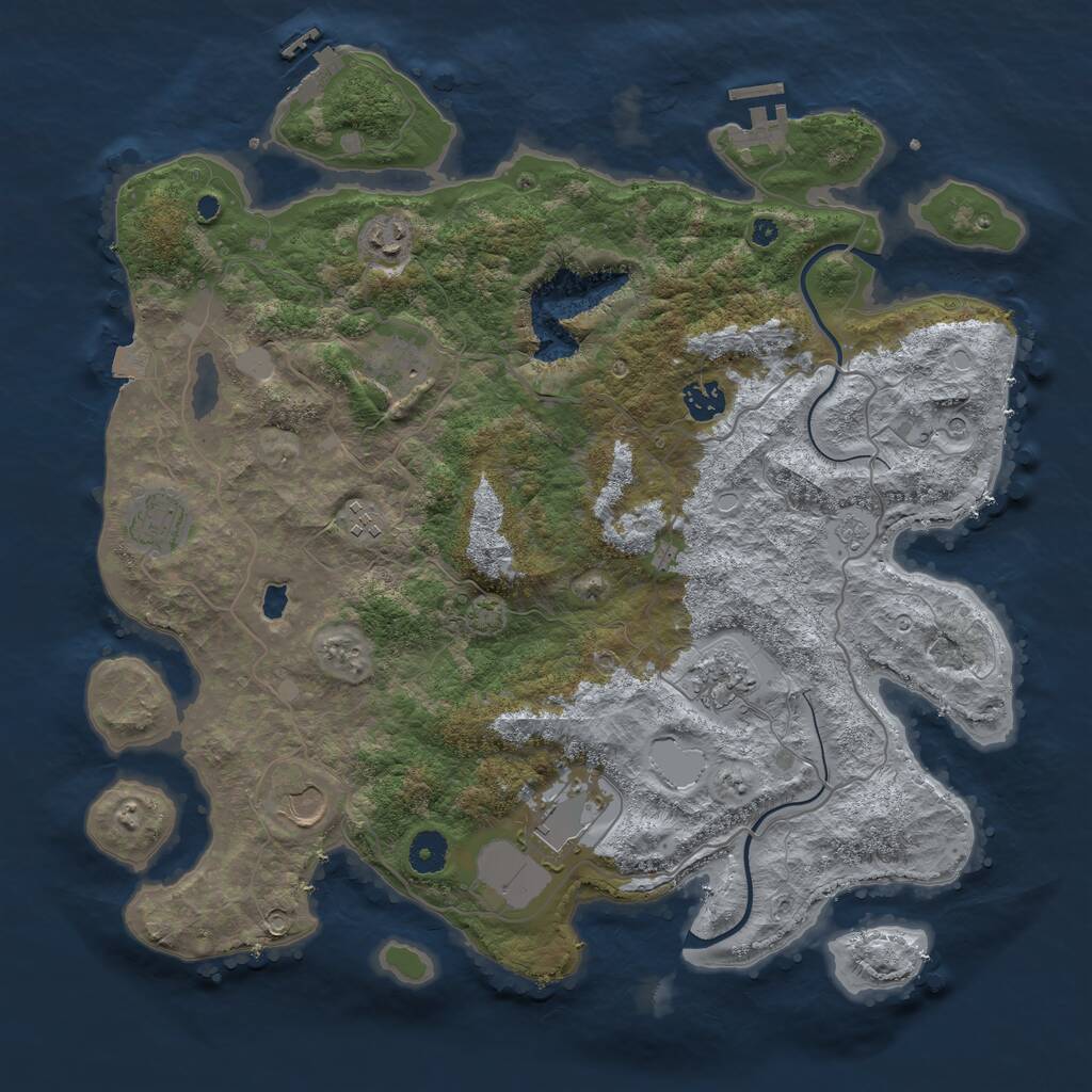Rust Map: Procedural Map, Size: 4000, Seed: 485977793, 14 Monuments