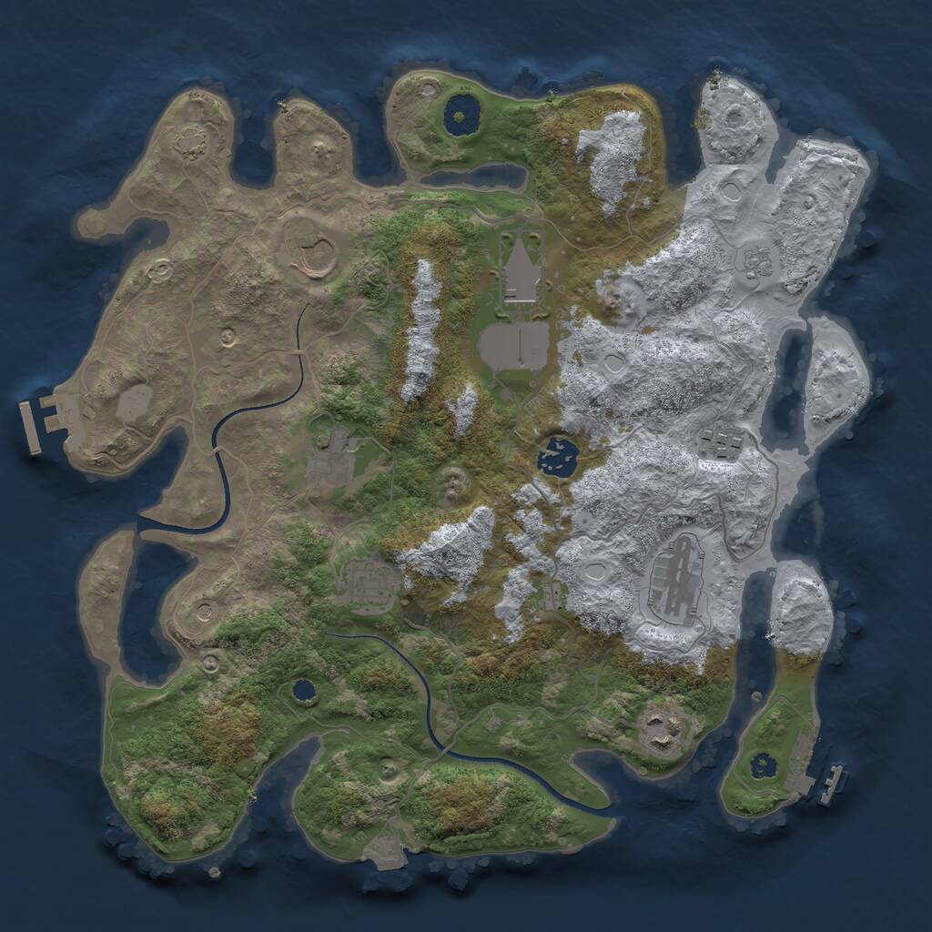 Rust Map: Procedural Map, Size: 3500, Seed: 928358628, 14 Monuments
