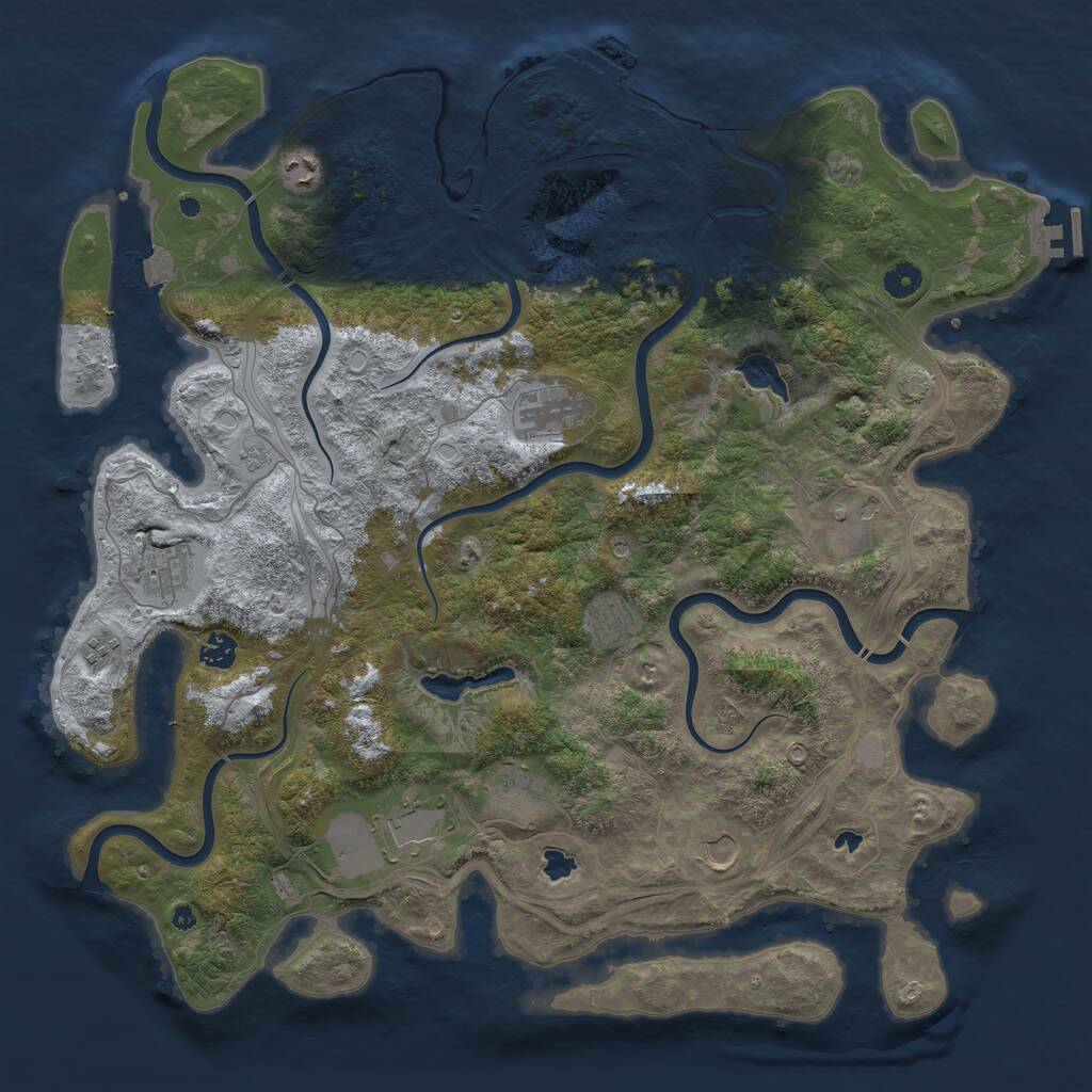 Rust Map: Procedural Map, Size: 4500, Seed: 51643549, 16 Monuments