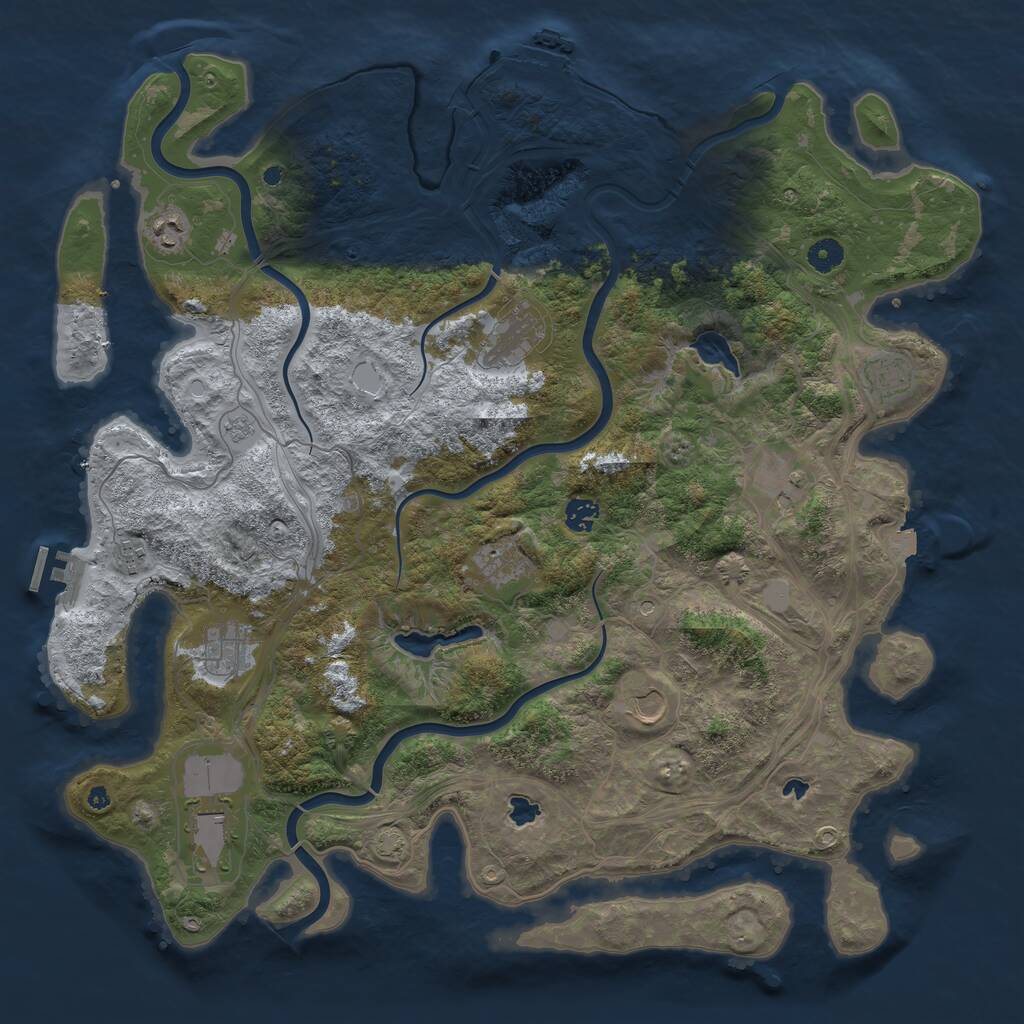 Rust Map: Procedural Map, Size: 4500, Seed: 51643549, 16 Monuments