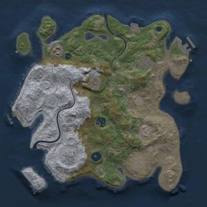 Thumbnail Rust Map: Procedural Map, Size: 3200, Seed: 661844566, 13 Monuments