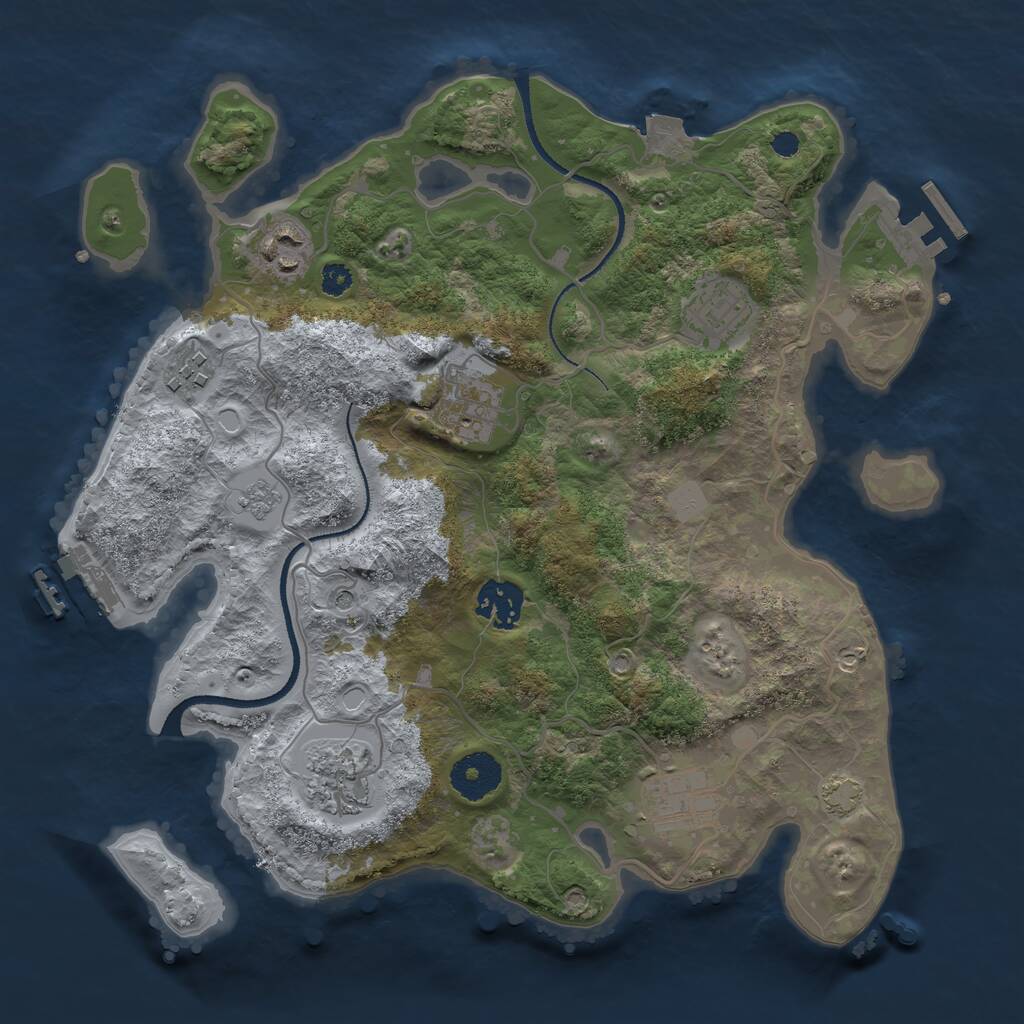 Rust Map: Procedural Map, Size: 3200, Seed: 661844566, 13 Monuments