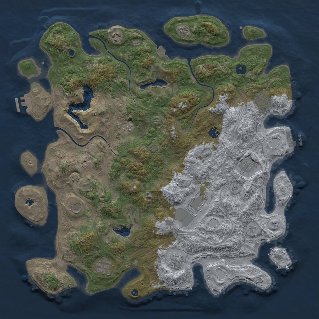 Rust Map: Procedural Map, Size: 4500, Seed: 1161363953, 15 Monuments
