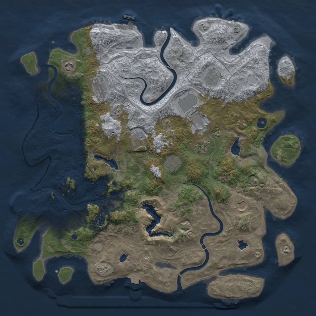 Rust Map: Procedural Map, Size: 4500, Seed: 28518801, 16 Monuments