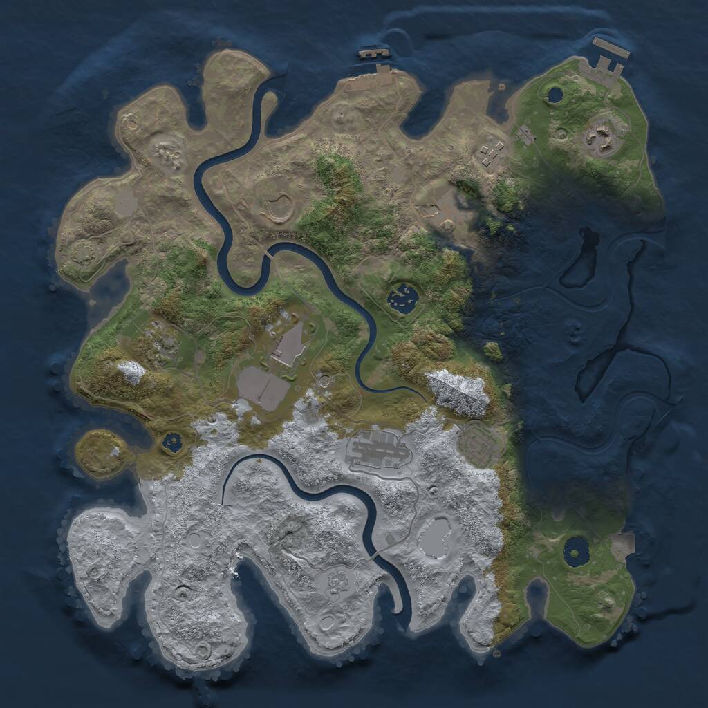 Rust Map: Procedural Map, Size: 3700, Seed: 7653423, 15 Monuments