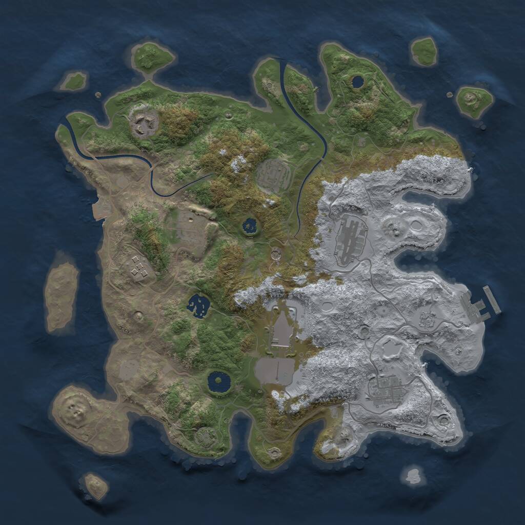 Rust Map: Procedural Map, Size: 3500, Seed: 1362501705, 13 Monuments