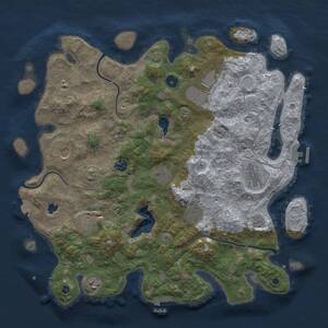 Thumbnail Rust Map: Procedural Map, Size: 4100, Seed: 6523, 15 Monuments