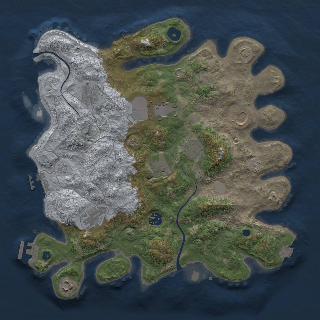 Rust Map: Procedural Map, Size: 3600, Seed: 27225, 15 Monuments