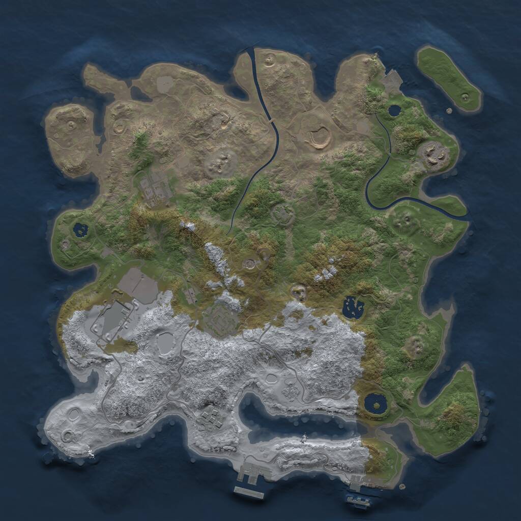 Rust Map: Procedural Map, Size: 3500, Seed: 1098665259, 13 Monuments