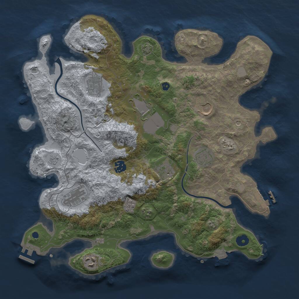 Rust Map: Procedural Map, Size: 3700, Seed: 69287253, 15 Monuments