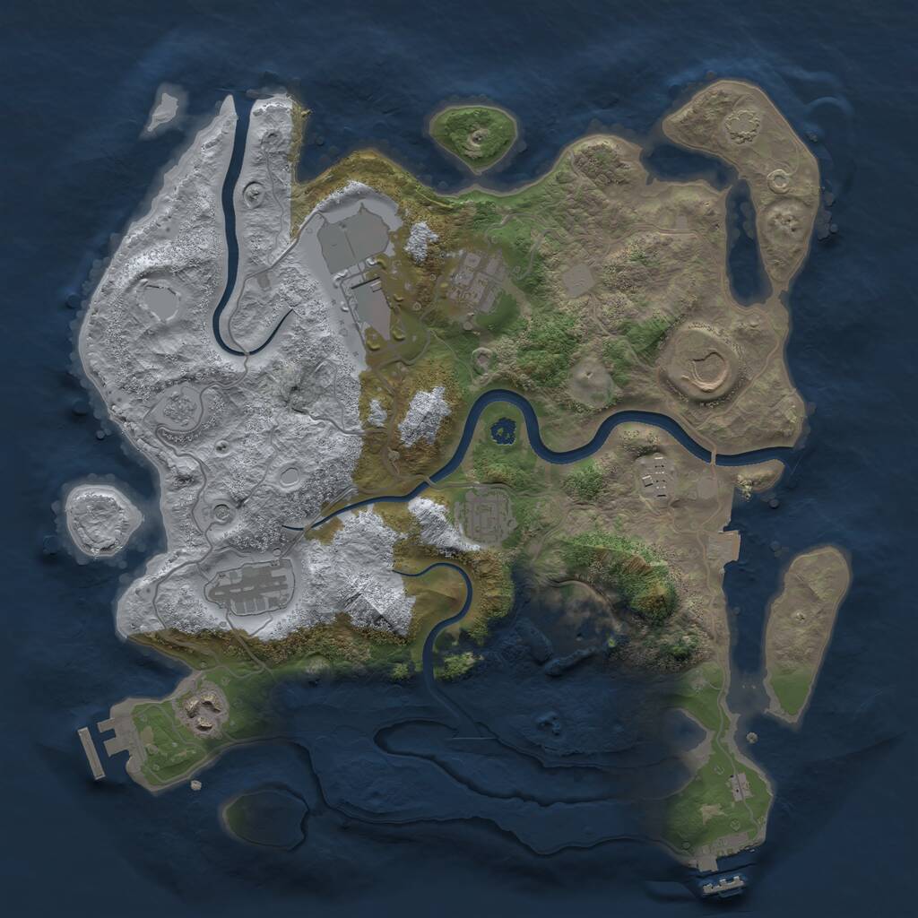 Rust Map: Procedural Map, Size: 3500, Seed: 443963437, 14 Monuments