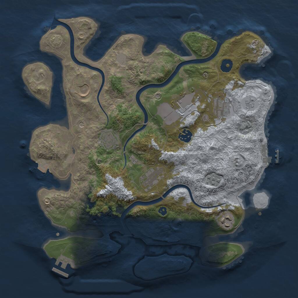 Rust Map: Procedural Map, Size: 3500, Seed: 775643412, 14 Monuments