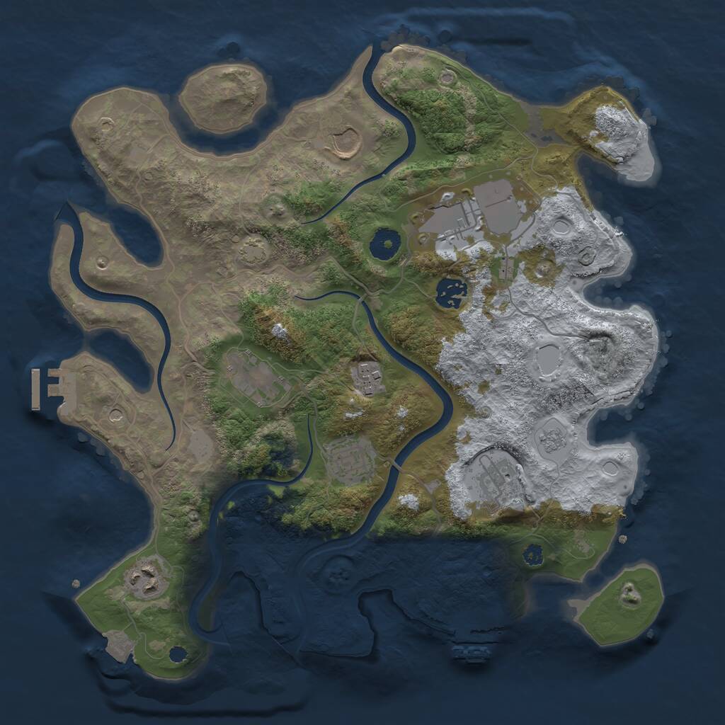Rust Map: Procedural Map, Size: 3500, Seed: 999395025, 14 Monuments