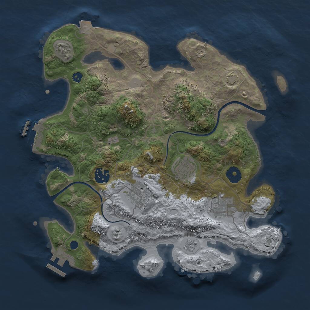Rust Map: Procedural Map, Size: 3000, Seed: 5554356, 9 Monuments