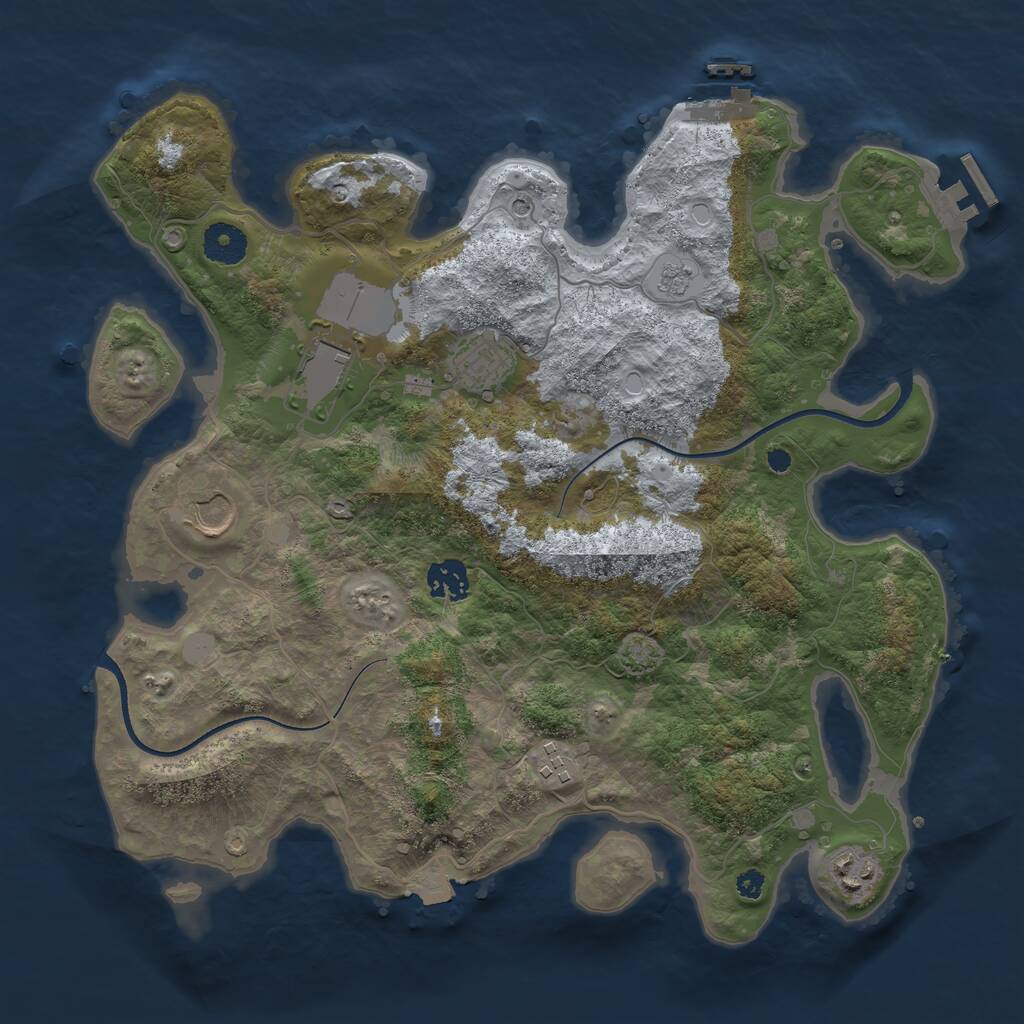 Rust Map: Procedural Map, Size: 3600, Seed: 990331, 12 Monuments