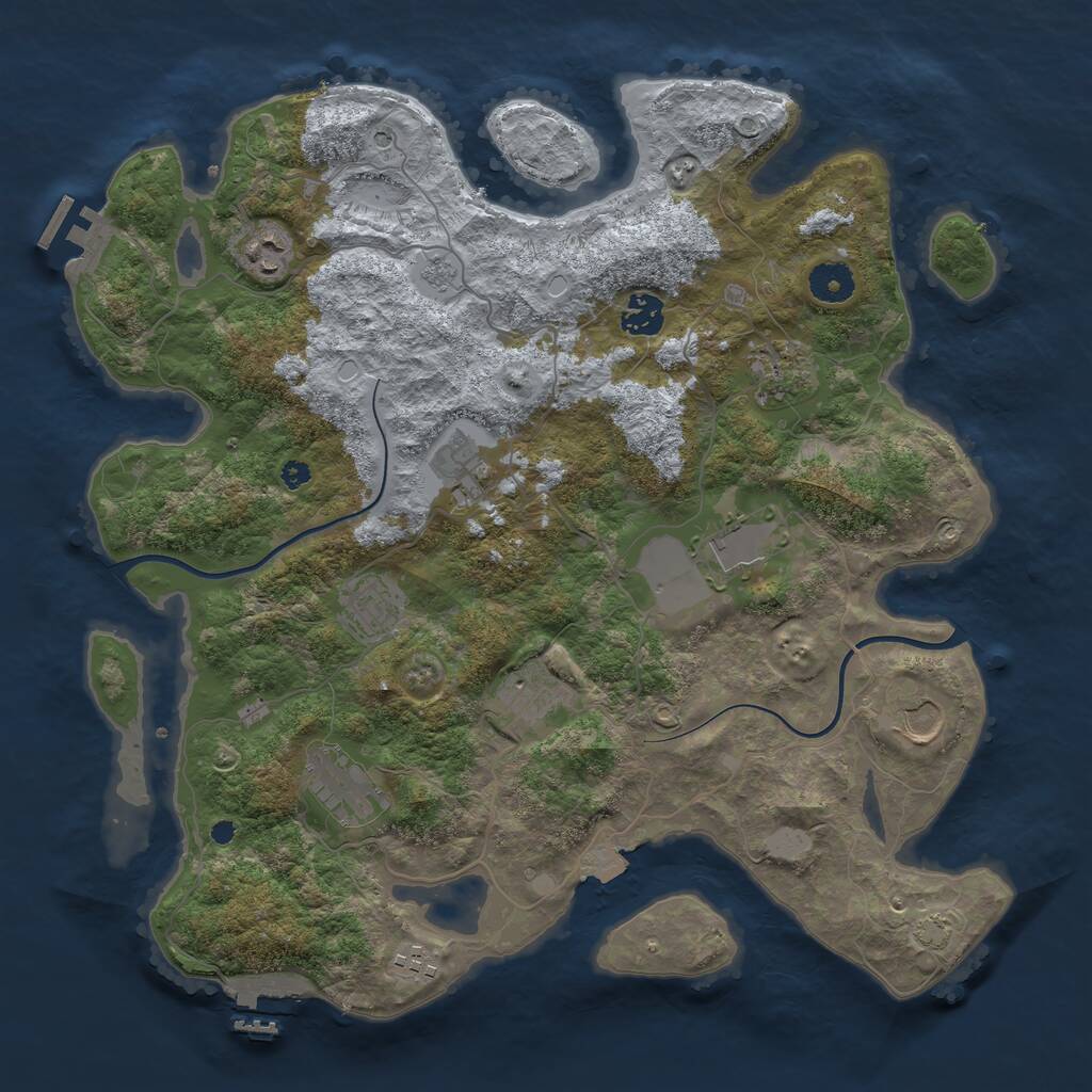 Rust Map: Procedural Map, Size: 3800, Seed: 375784296, 16 Monuments