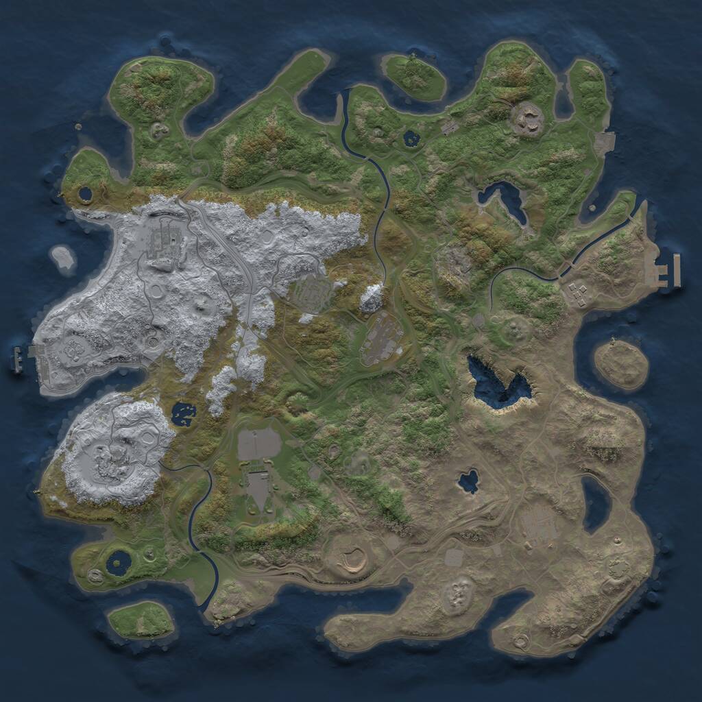Rust Map: Procedural Map, Size: 4250, Seed: 988259, 16 Monuments