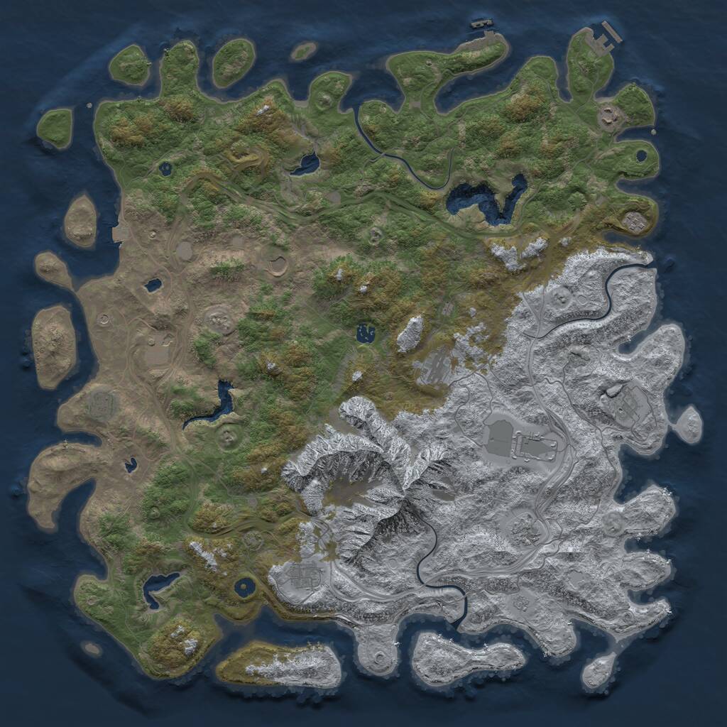 Rust Map: Procedural Map, Size: 5500, Seed: 1067838365, 17 Monuments