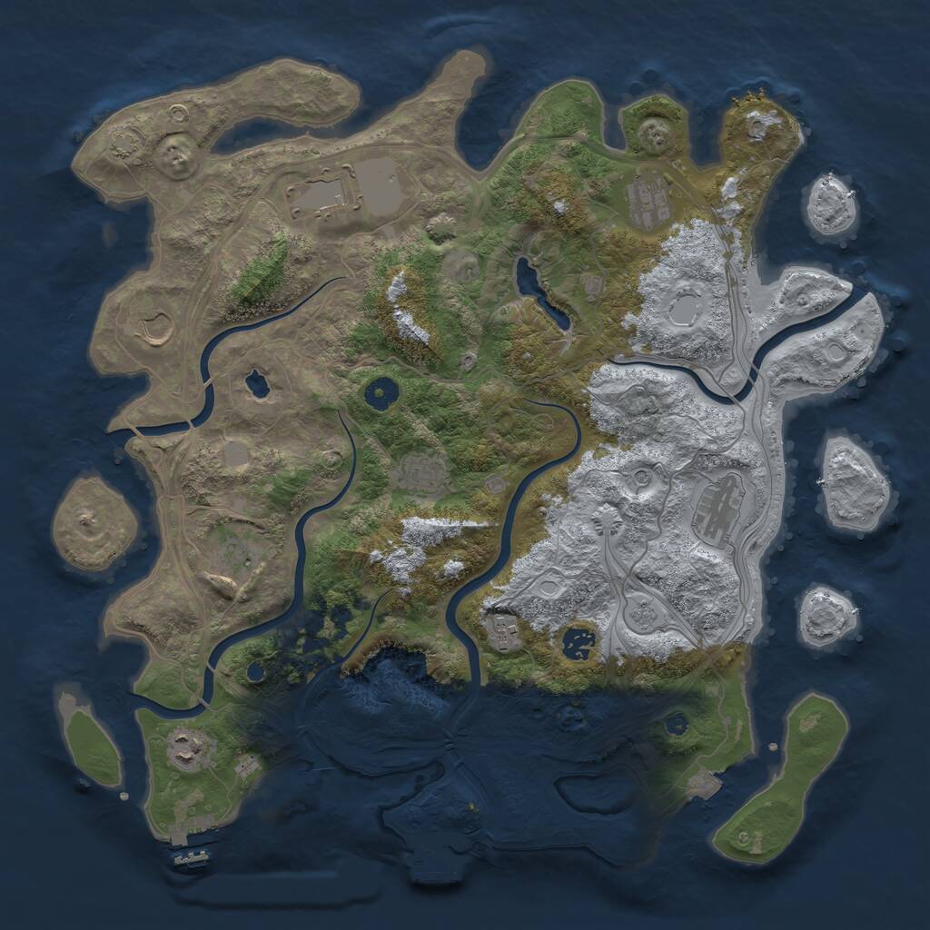 Rust Map: Procedural Map, Size: 4250, Seed: 1822990651, 15 Monuments