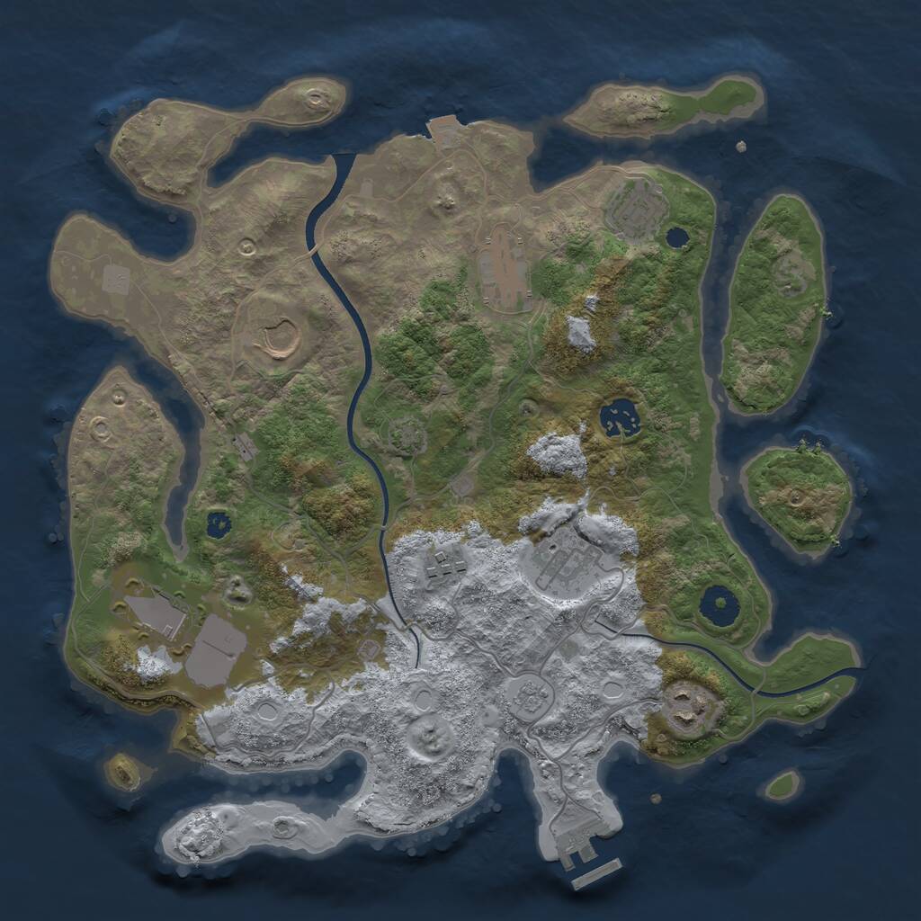 Rust Map: Procedural Map, Size: 3500, Seed: 549616543, 12 Monuments