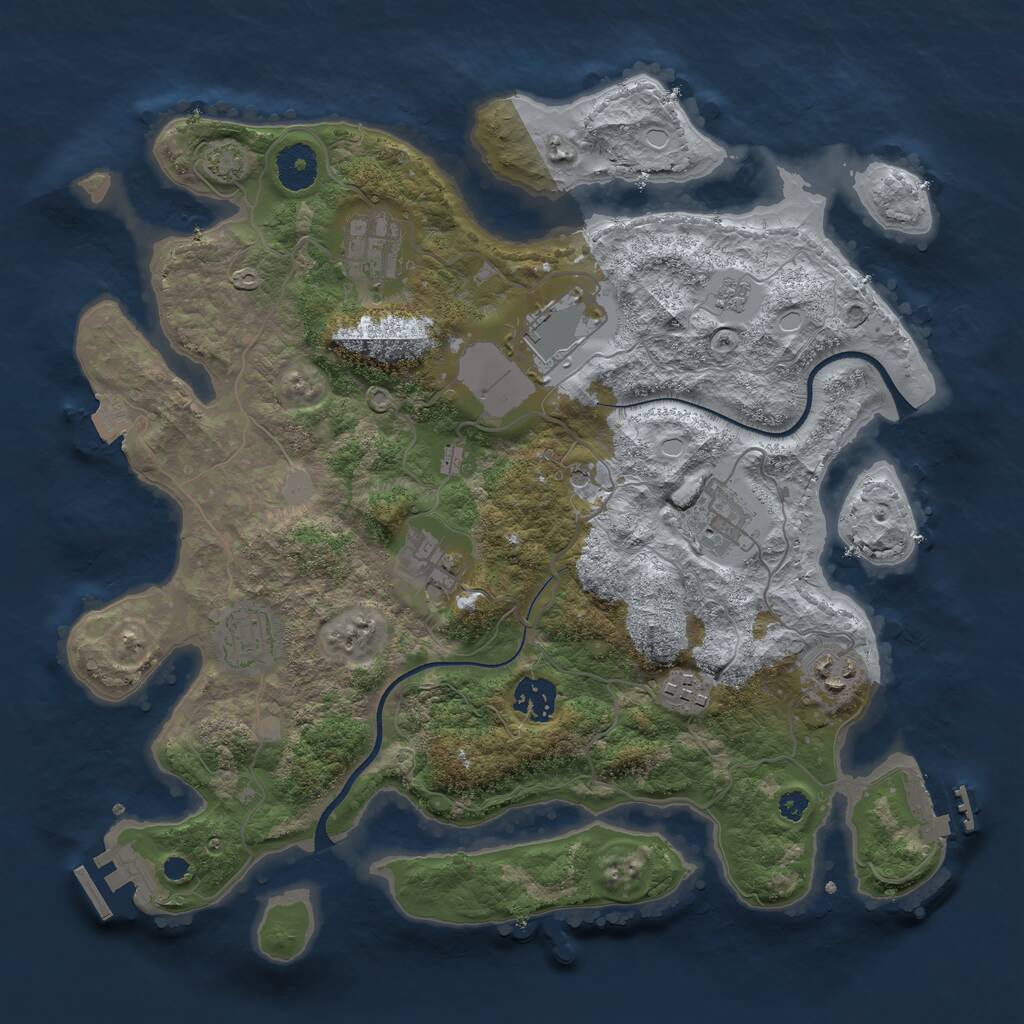 Rust Map: Procedural Map, Size: 3500, Seed: 19396, 14 Monuments