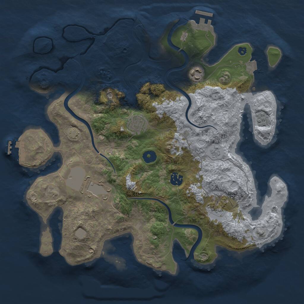 Rust Map: Procedural Map, Size: 3500, Seed: 671971110, 12 Monuments