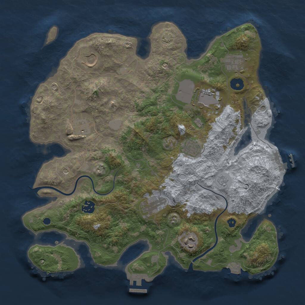 Rust Map: Procedural Map, Size: 3500, Seed: 213896455, 14 Monuments