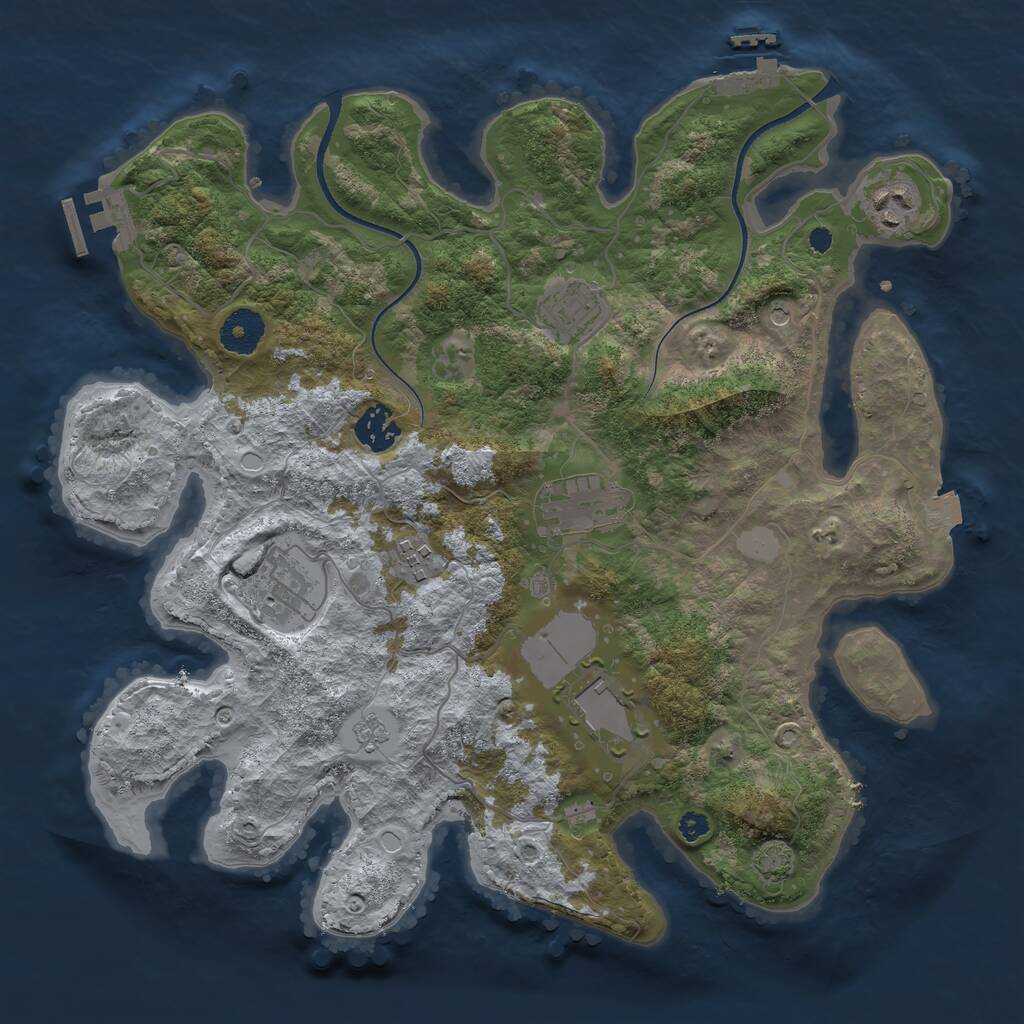 Rust Map: Procedural Map, Size: 3500, Seed: 1360800230, 13 Monuments