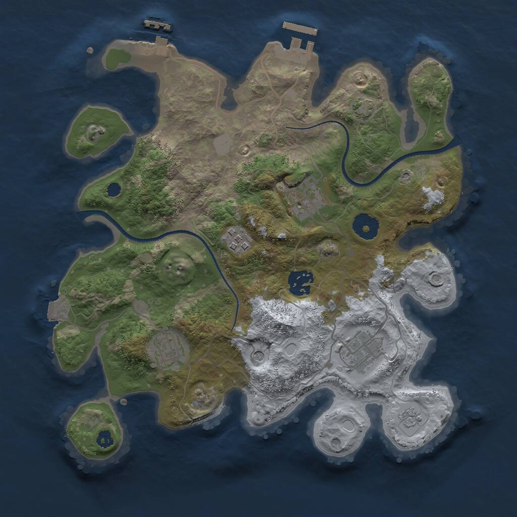 Rust Map: Procedural Map, Size: 3000, Seed: 28015, 11 Monuments