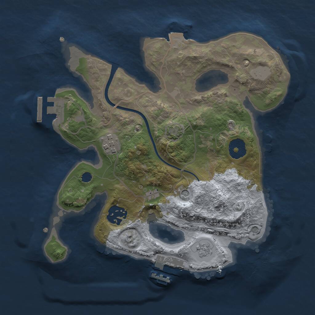 Rust Map: Procedural Map, Size: 2500, Seed: 574996001, 8 Monuments