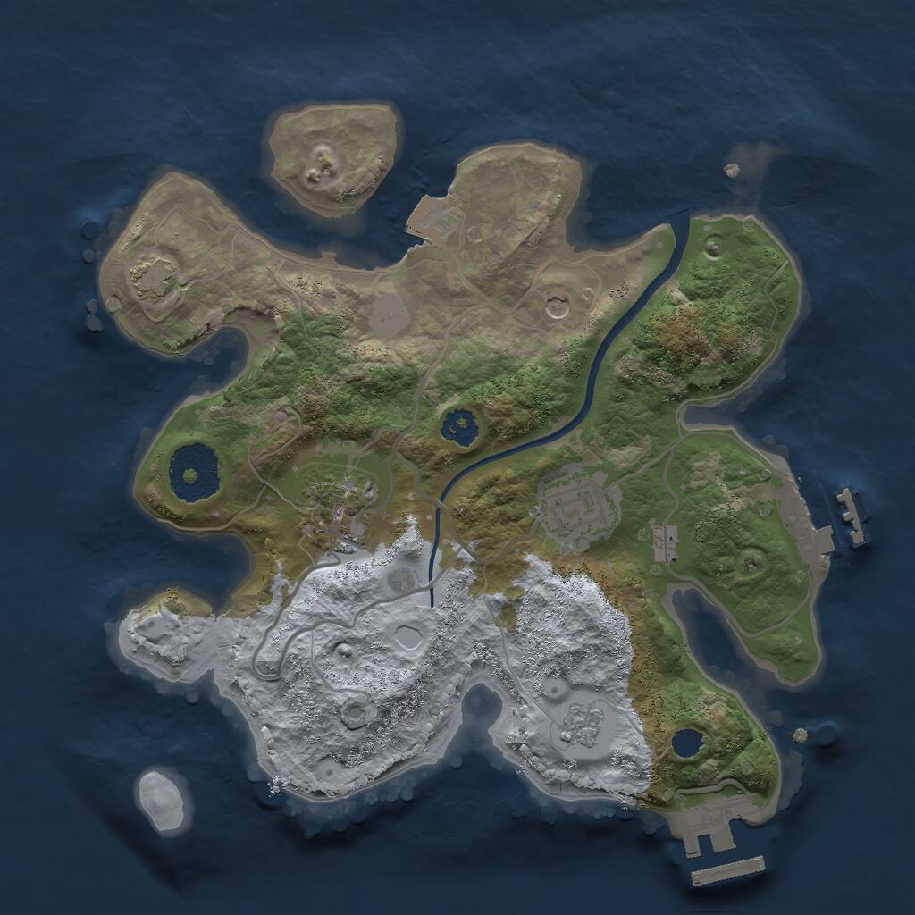 Rust Map: Procedural Map, Size: 2500, Seed: 878859377, 8 Monuments