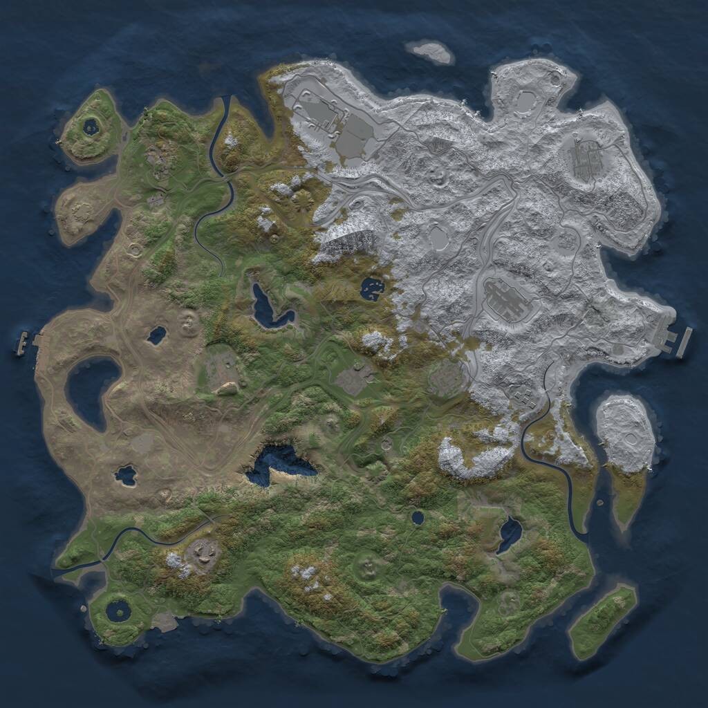 Rust Map: Procedural Map, Size: 4500, Seed: 1050131843, 16 Monuments