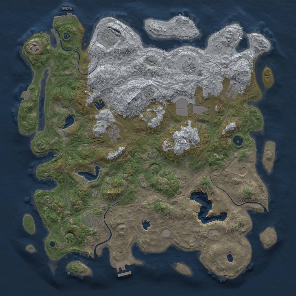 Rust Map: Procedural Map, Size: 4500, Seed: 219326916, 16 Monuments