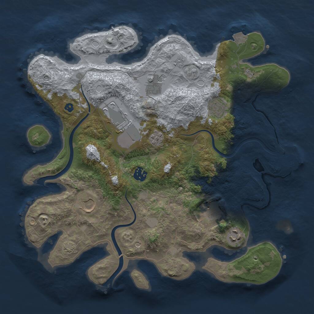 Rust Map: Procedural Map, Size: 3500, Seed: 73498273, 13 Monuments