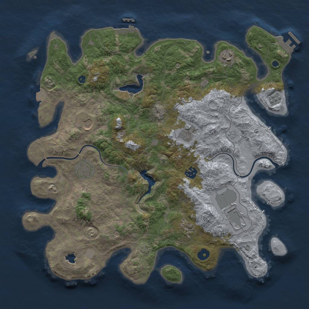 Rust Map: Procedural Map, Size: 4000, Seed: 432656, 14 Monuments