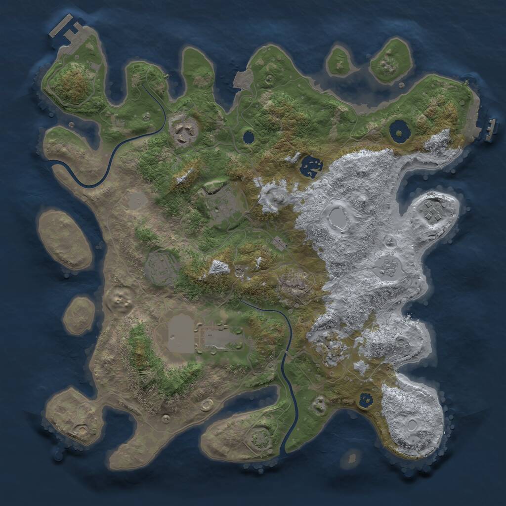 Rust Map: Procedural Map, Size: 3500, Seed: 551062171, 13 Monuments