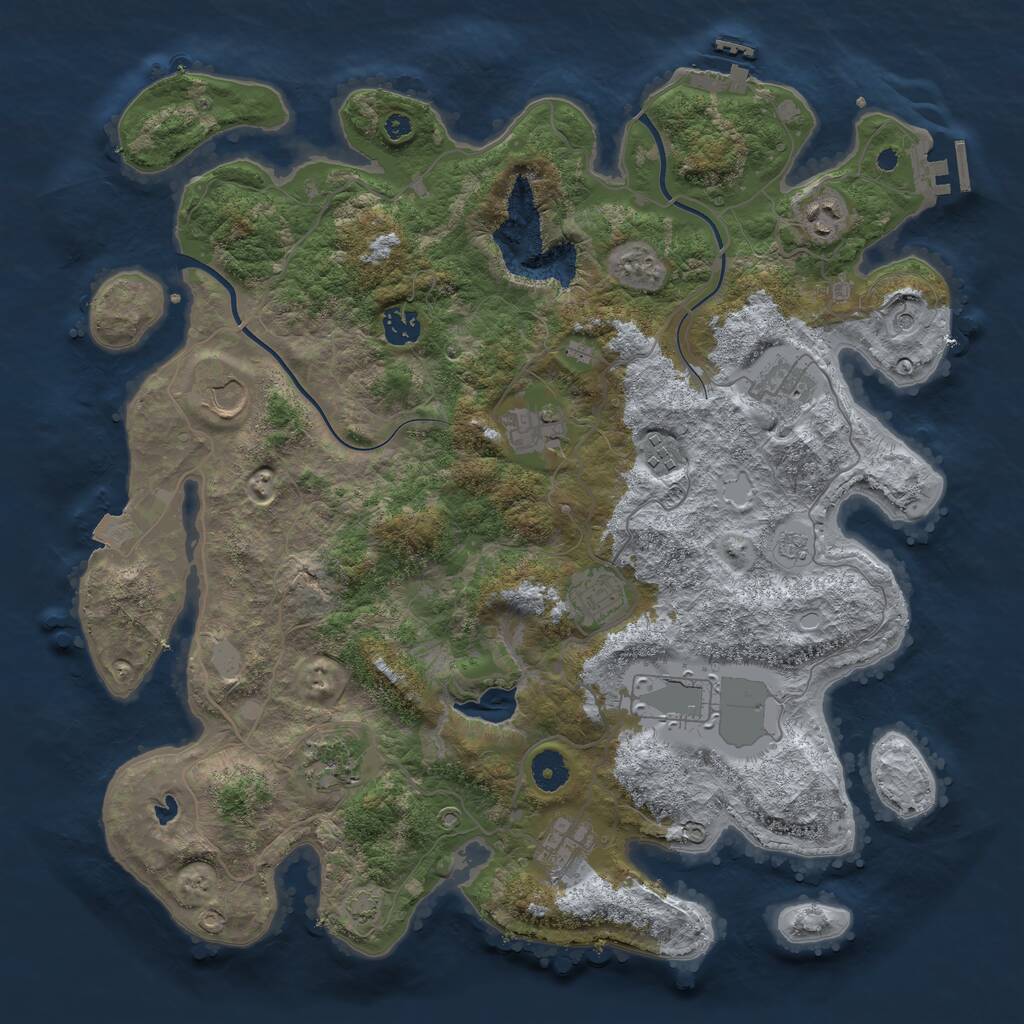 Rust Map: Procedural Map, Size: 4000, Seed: 1476251507, 16 Monuments