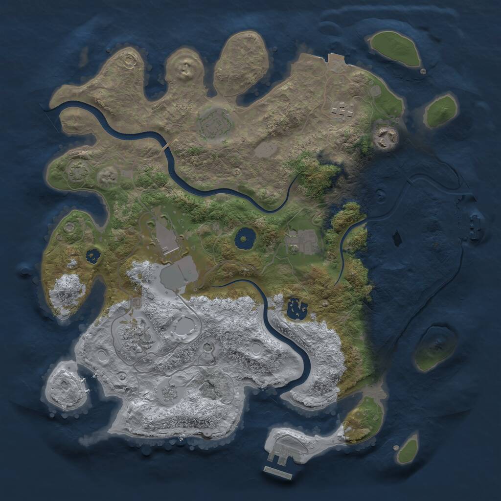 Rust Map: Procedural Map, Size: 3500, Seed: 347923506, 13 Monuments