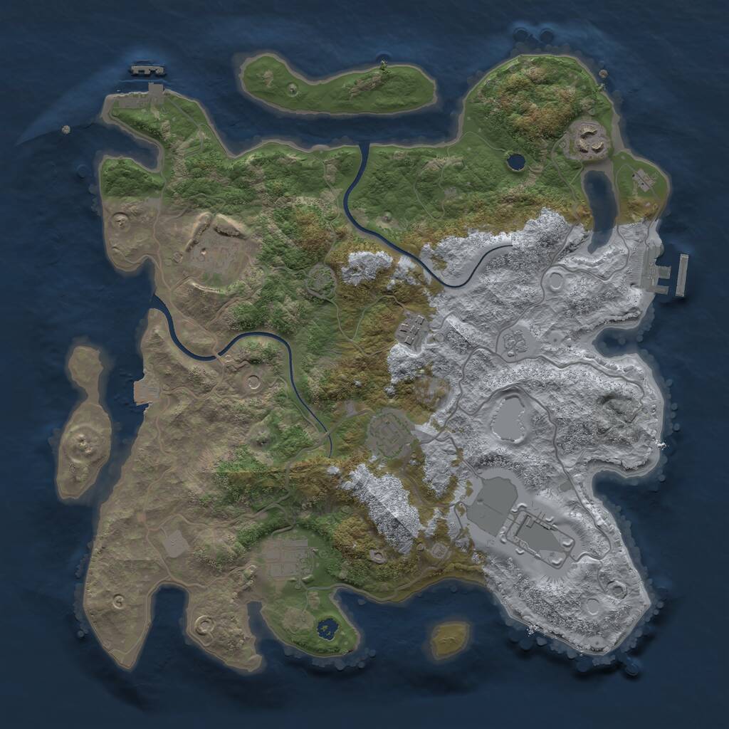 Rust Map: Procedural Map, Size: 3500, Seed: 881009208, 12 Monuments