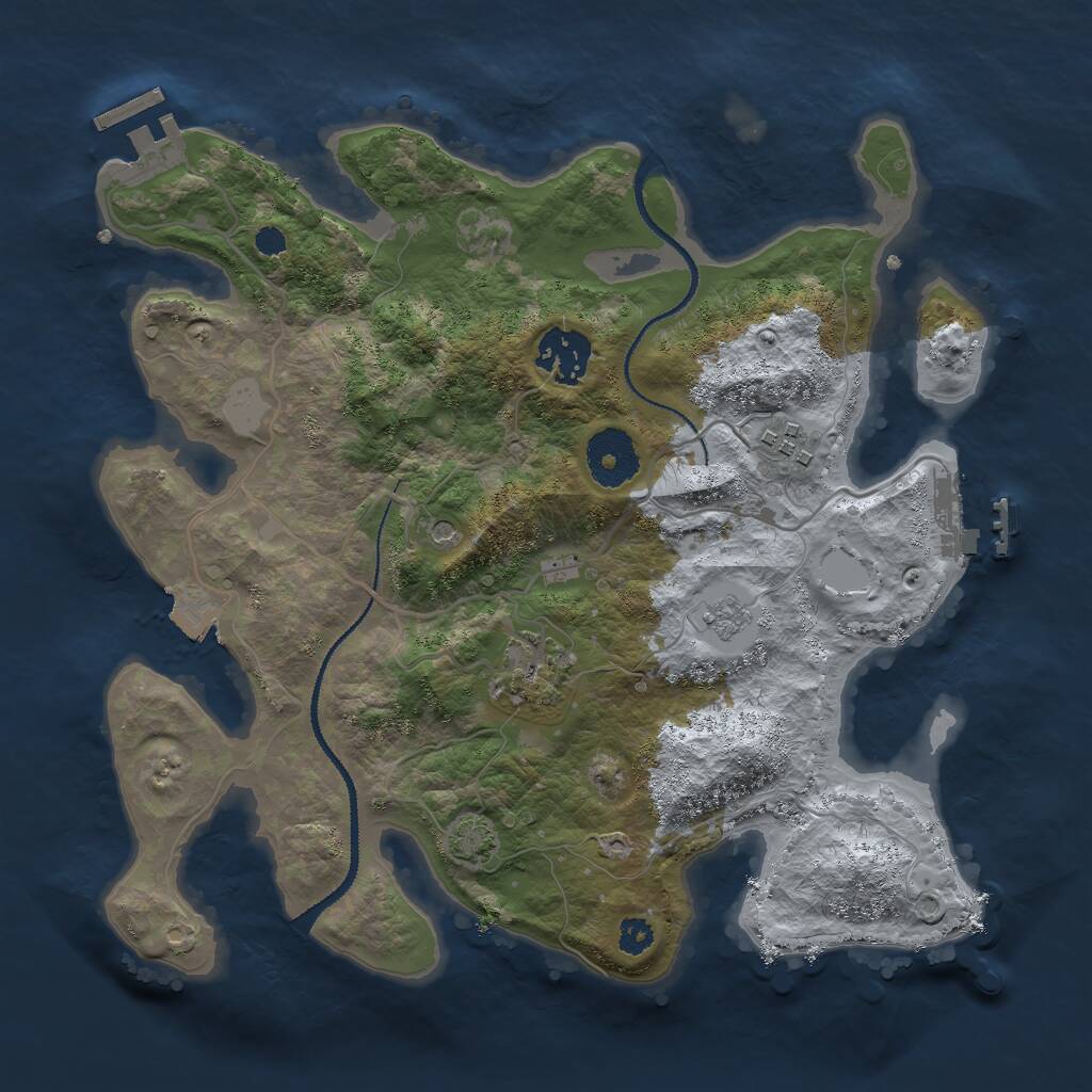 Rust Map: Procedural Map, Size: 3000, Seed: 2473557, 9 Monuments