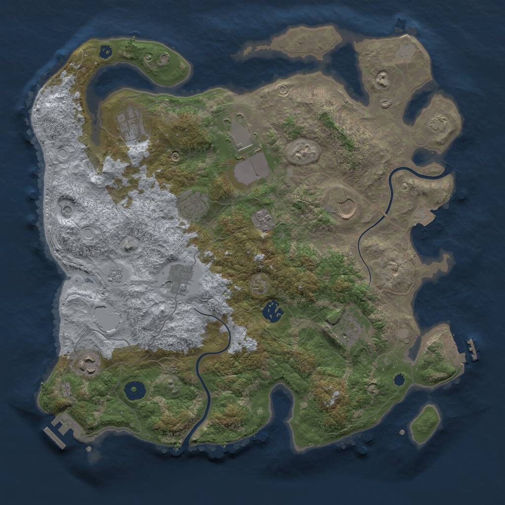 Rust Map: Procedural Map, Size: 3750, Seed: 168490392, 15 Monuments
