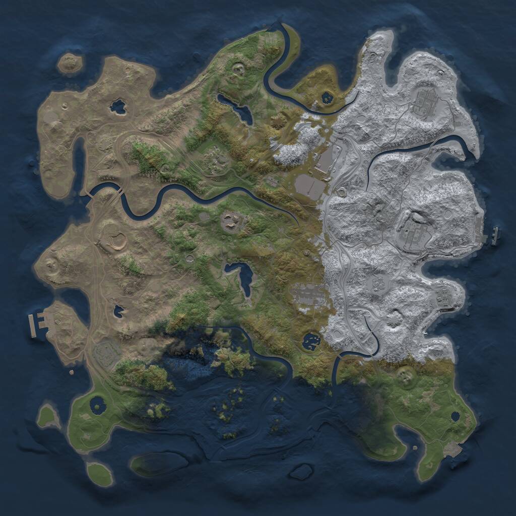 Rust Map: Procedural Map, Size: 4500, Seed: 128013695, 16 Monuments