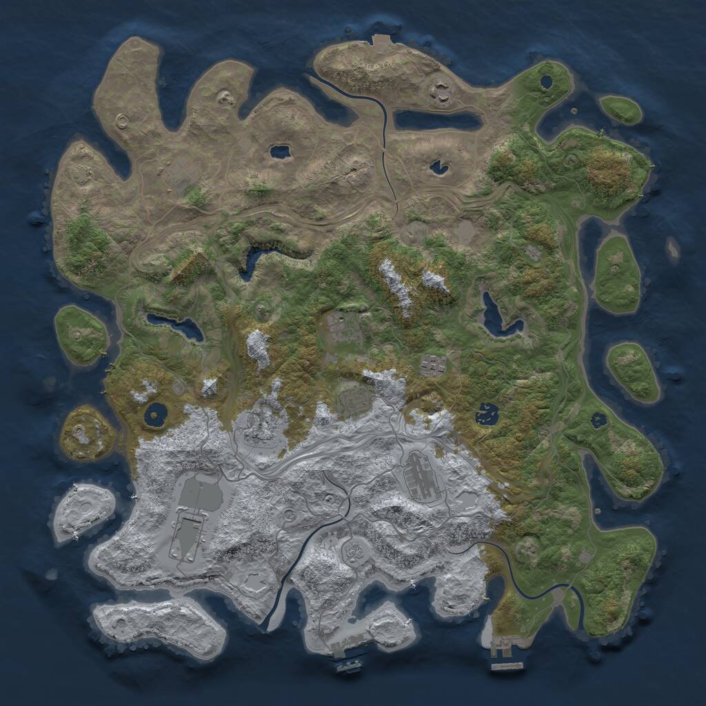 Rust Map: Procedural Map, Size: 4500, Seed: 1999215924, 15 Monuments
