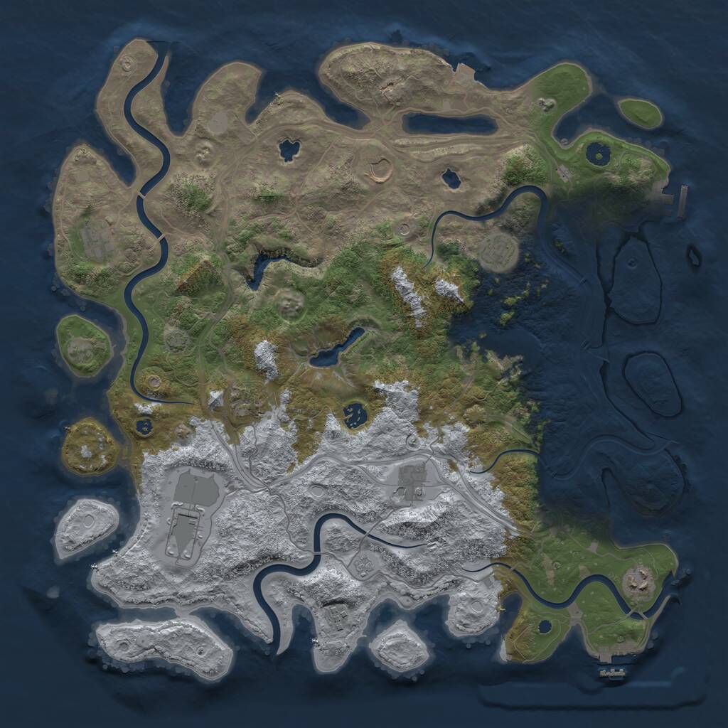 Rust Map: Procedural Map, Size: 4500, Seed: 1999215924, 16 Monuments