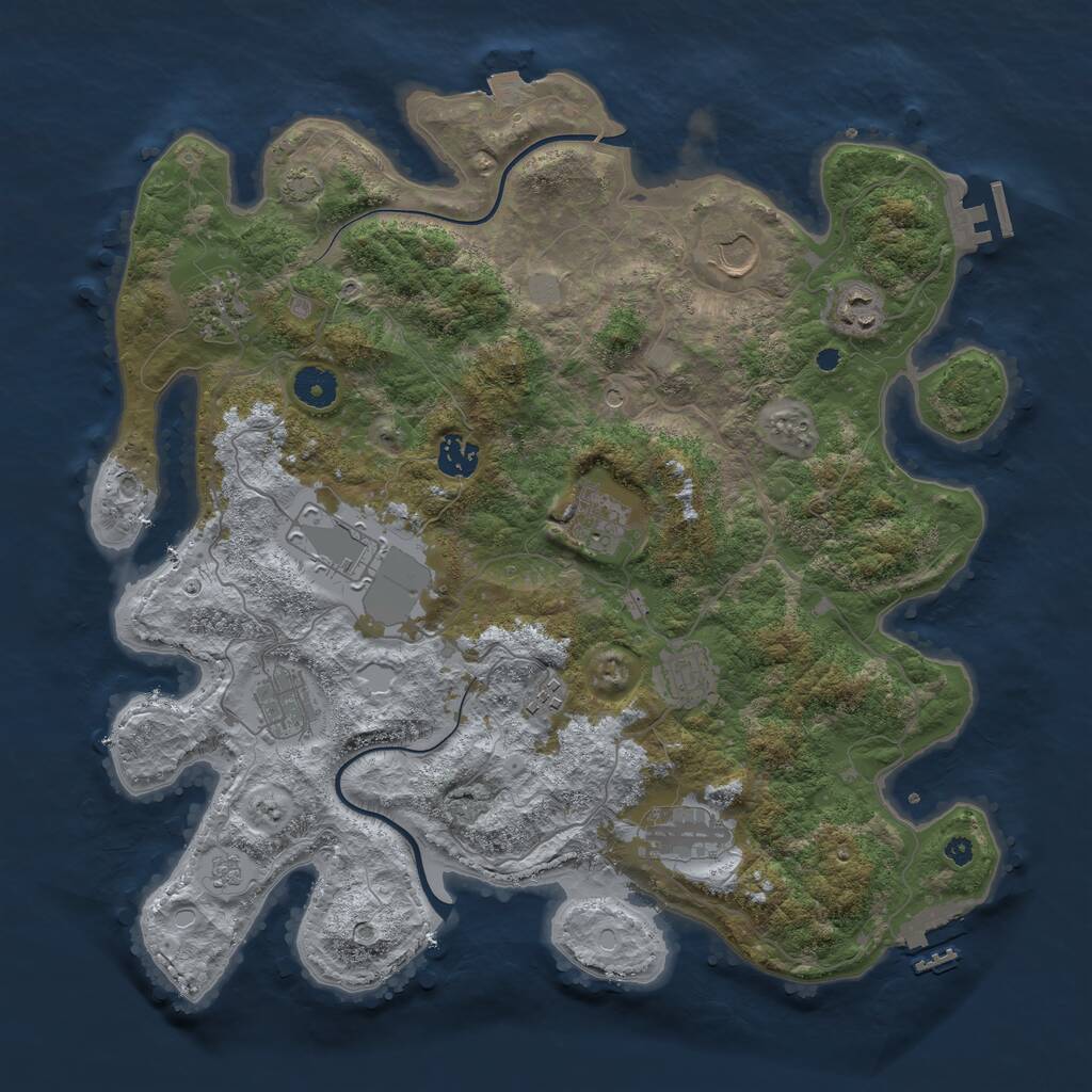 Rust Map: Procedural Map, Size: 3900, Seed: 112233, 16 Monuments