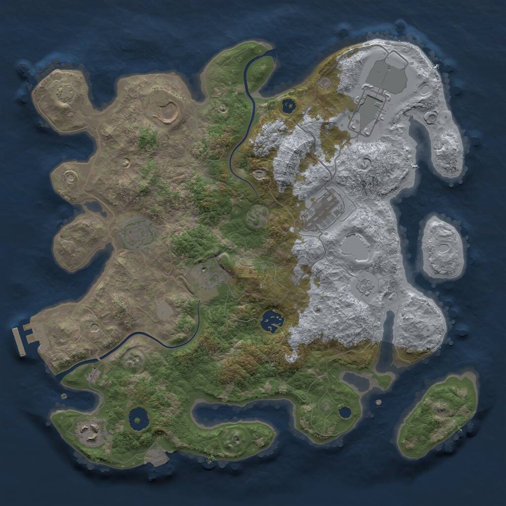 Rust Map: Procedural Map, Size: 3500, Seed: 446337146, 12 Monuments