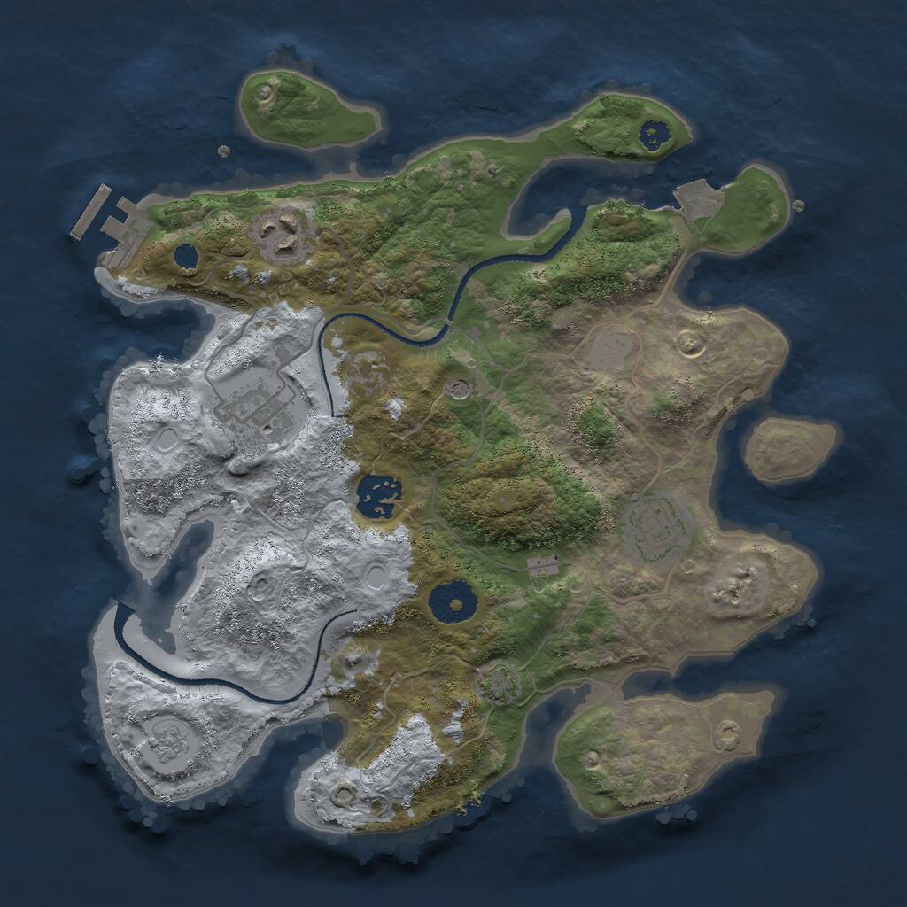 Rust Map: Procedural Map, Size: 3000, Seed: 980648602, 9 Monuments