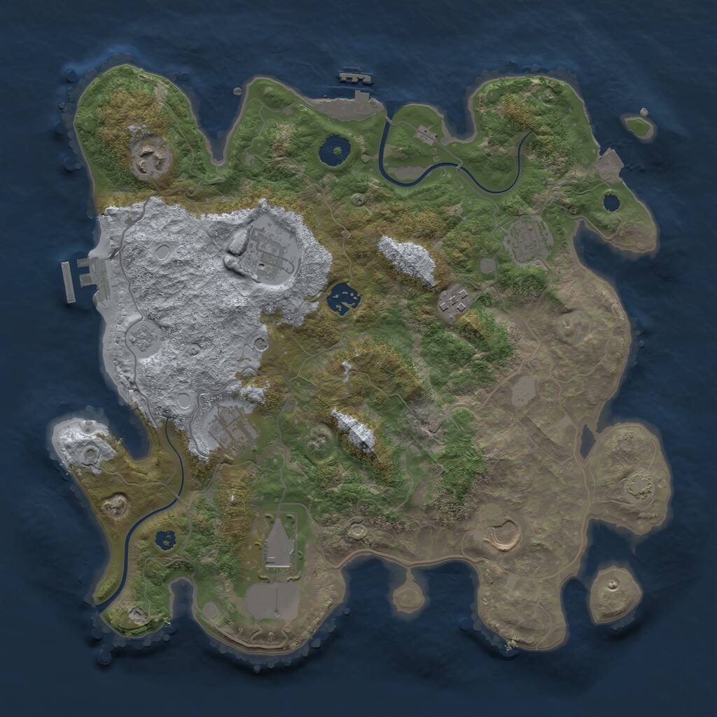 Rust Map: Procedural Map, Size: 3500, Seed: 1419881038, 14 Monuments