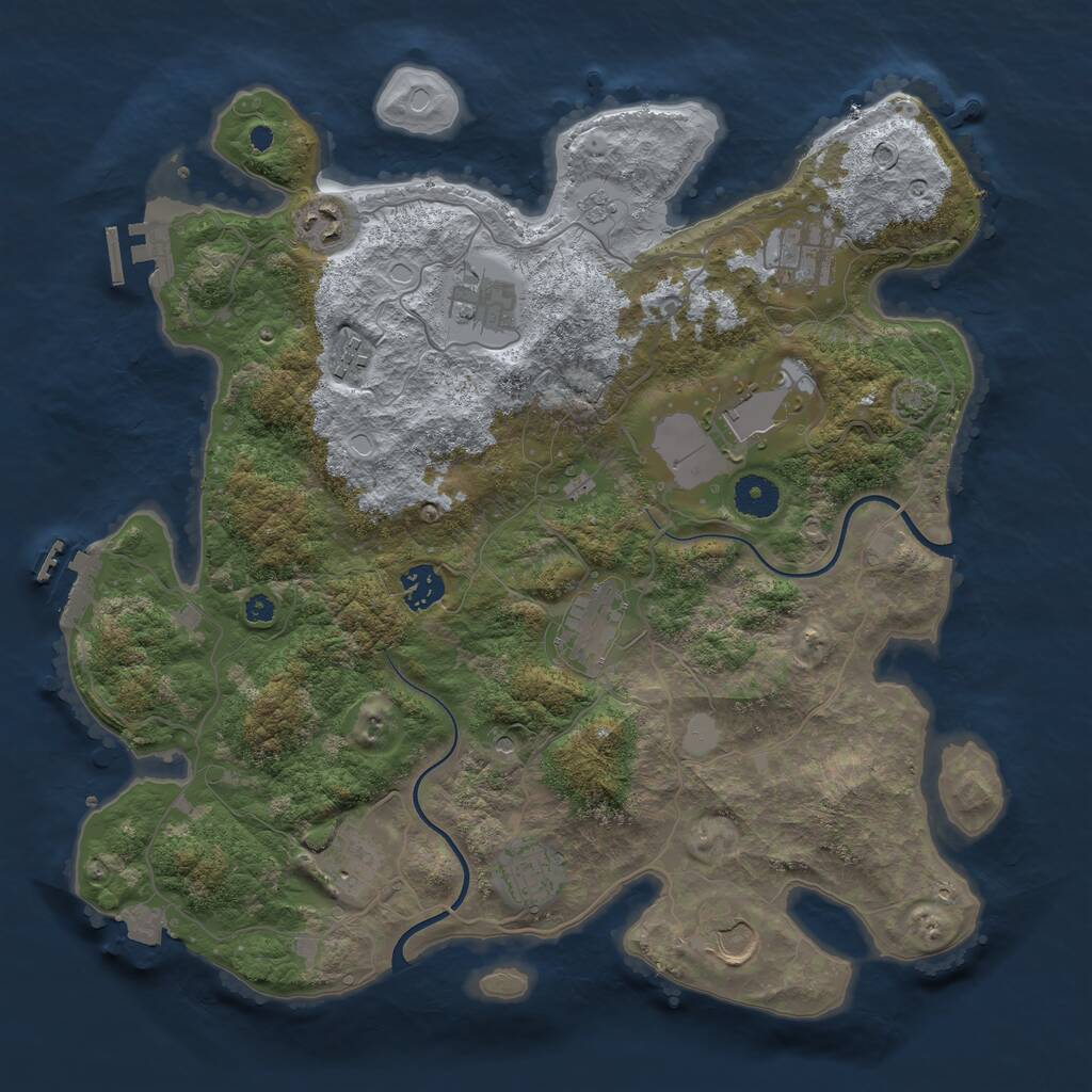 Rust Map: Procedural Map, Size: 3750, Seed: 648242, 16 Monuments