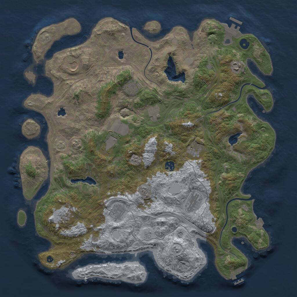 Rust Map: Procedural Map, Size: 4500, Seed: 1812229566, 17 Monuments